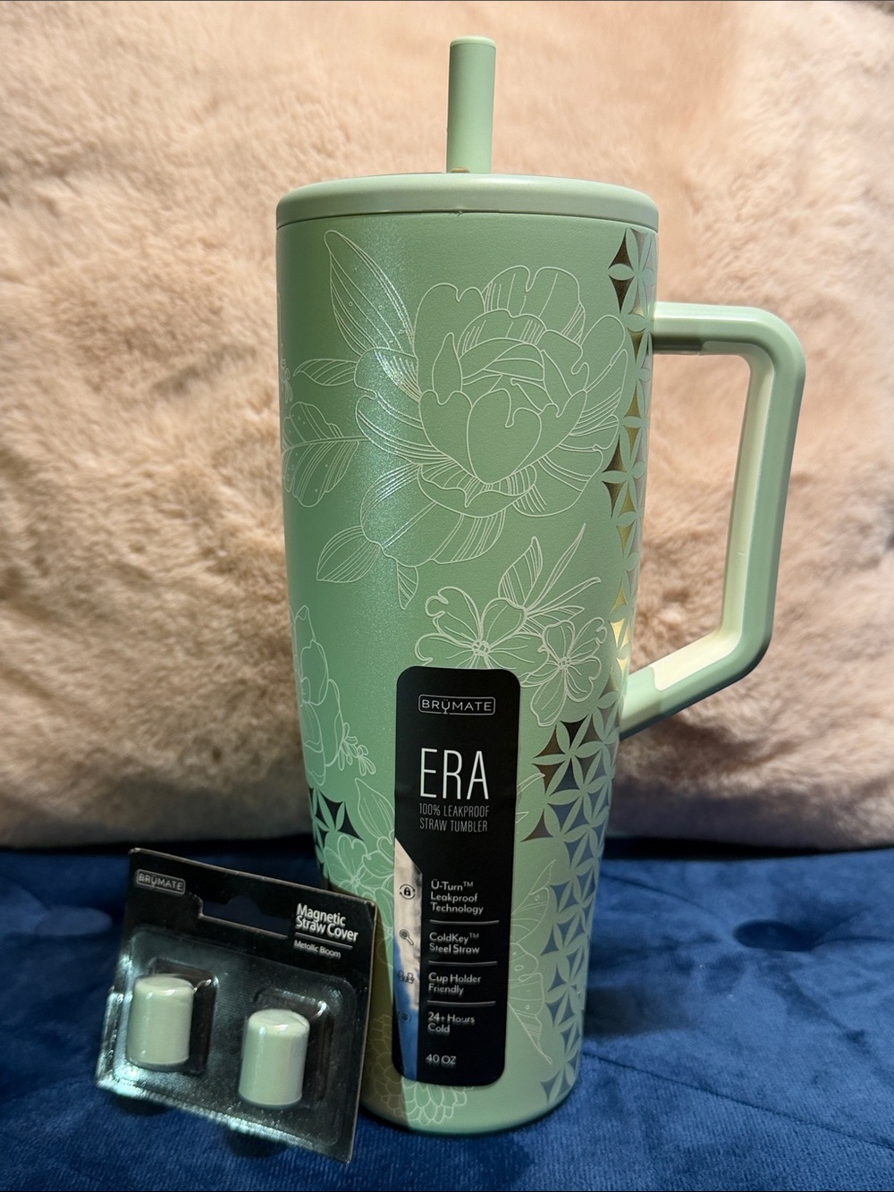 NEW BrüMate 40 oz Era Leakproof Tumbler & Magnetic Straw Covers - Metallic Bloom